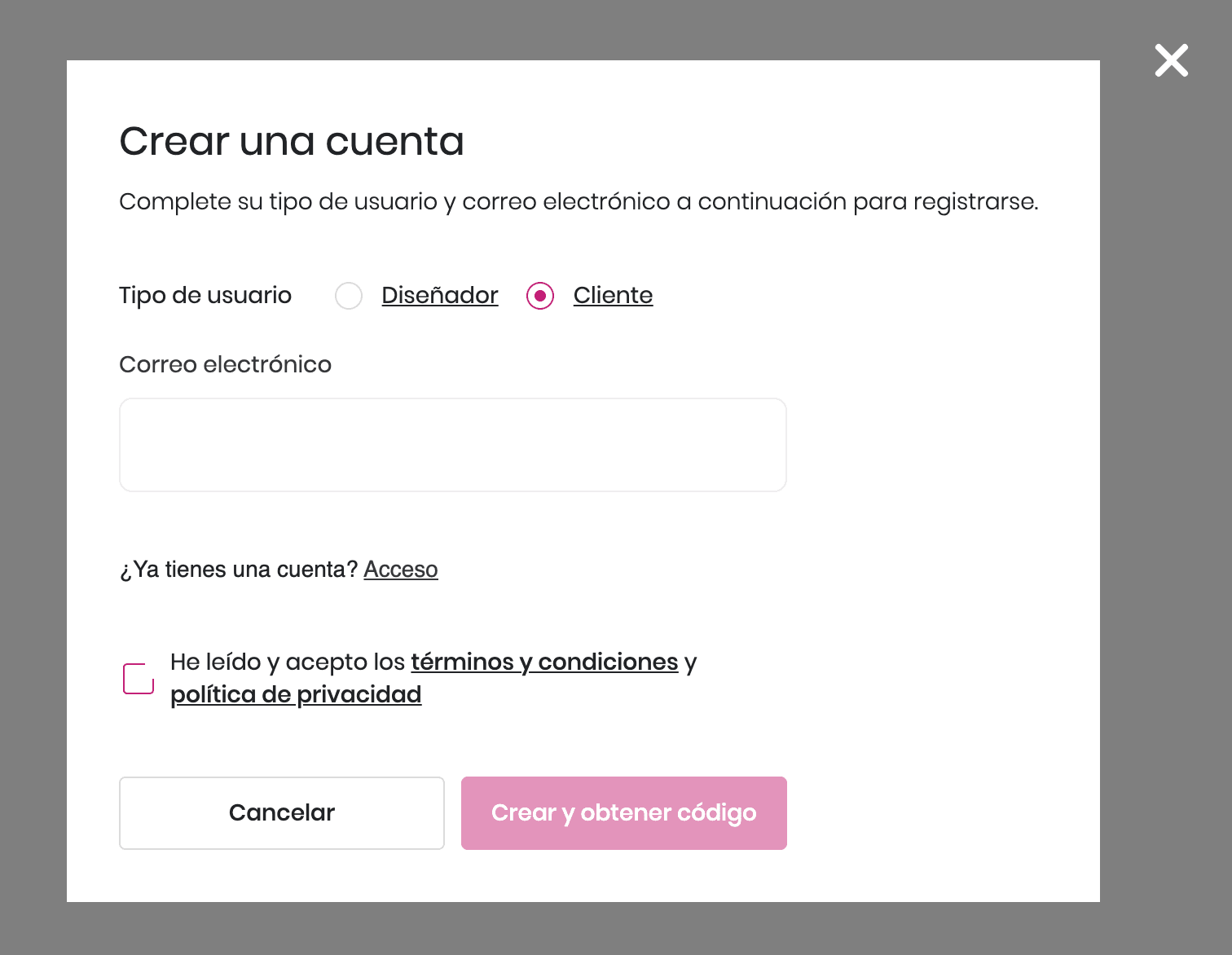 Registro de cliente - Segundo paso